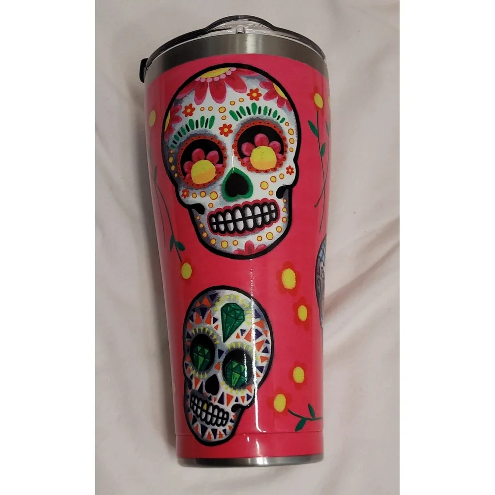 Tervis 30oz Stainless Stl Tumbler Day of the Dead Insulatd Sugar Skull Pink NEW